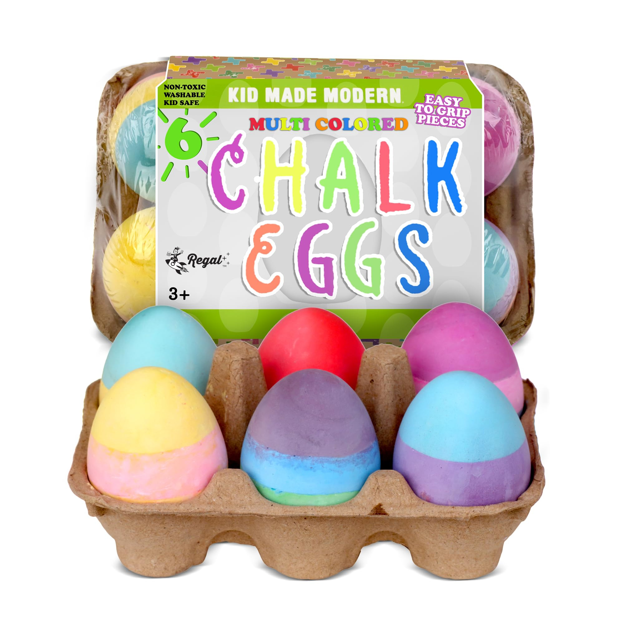 Kid Made Modern 3-Layer Egg Sidewalk Chalk Set for Kids - 6 Pieces Multicolor Washable Egg-Shaped... | Amazon (US)