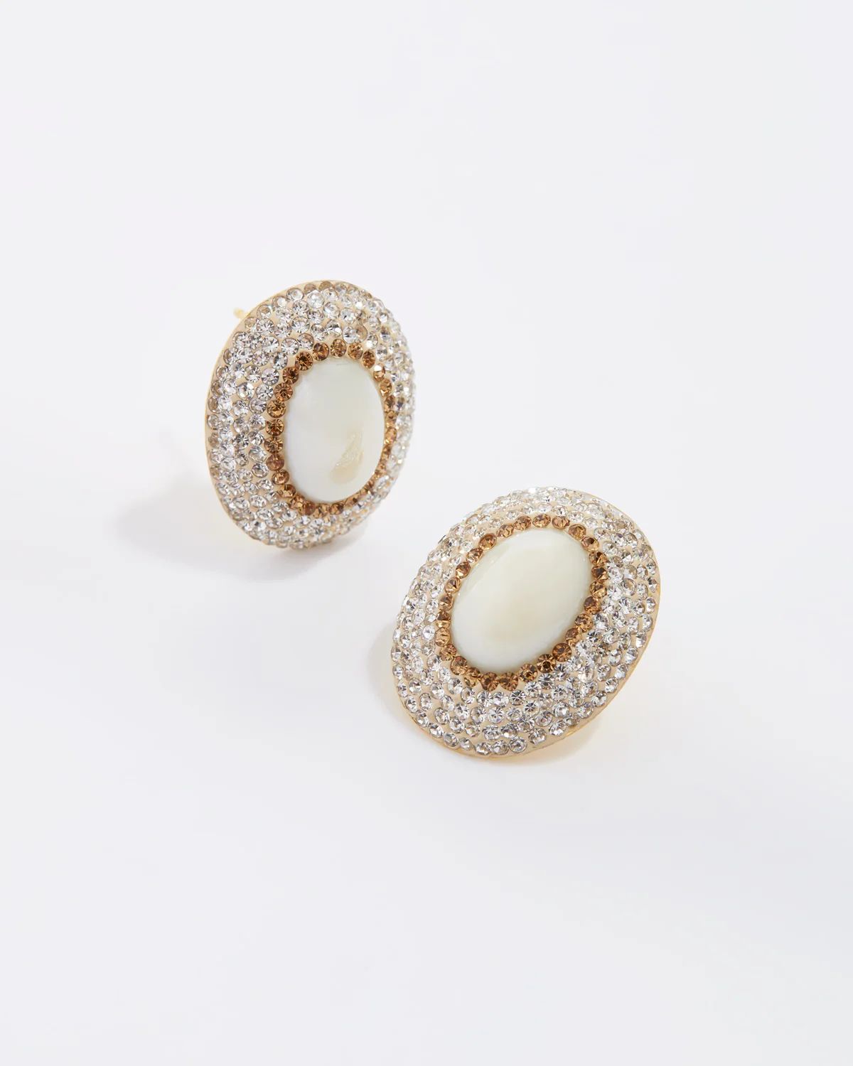 Large Pearl Crystal Stud Earrings | Soru Jewellery