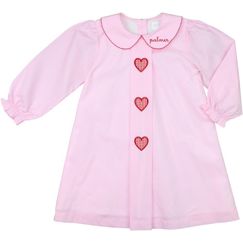Pink Pleated Red Gingham Heart Dress - Shipping Late January | Cecil and Lou