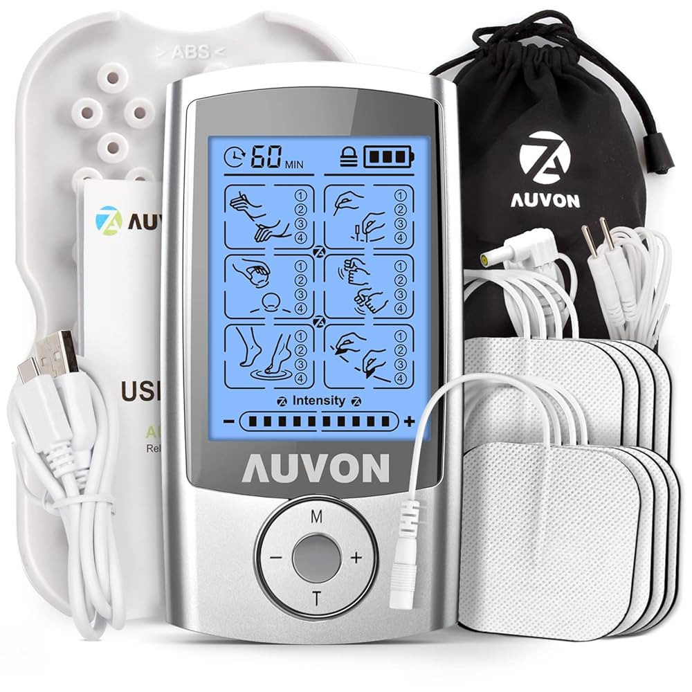 AUVON Rechargeable TENS Unit Muscle Stimulator, 24 Modes 4th Gen TENS Machine with 8pcs 2"x2" Pre... | Amazon (US)