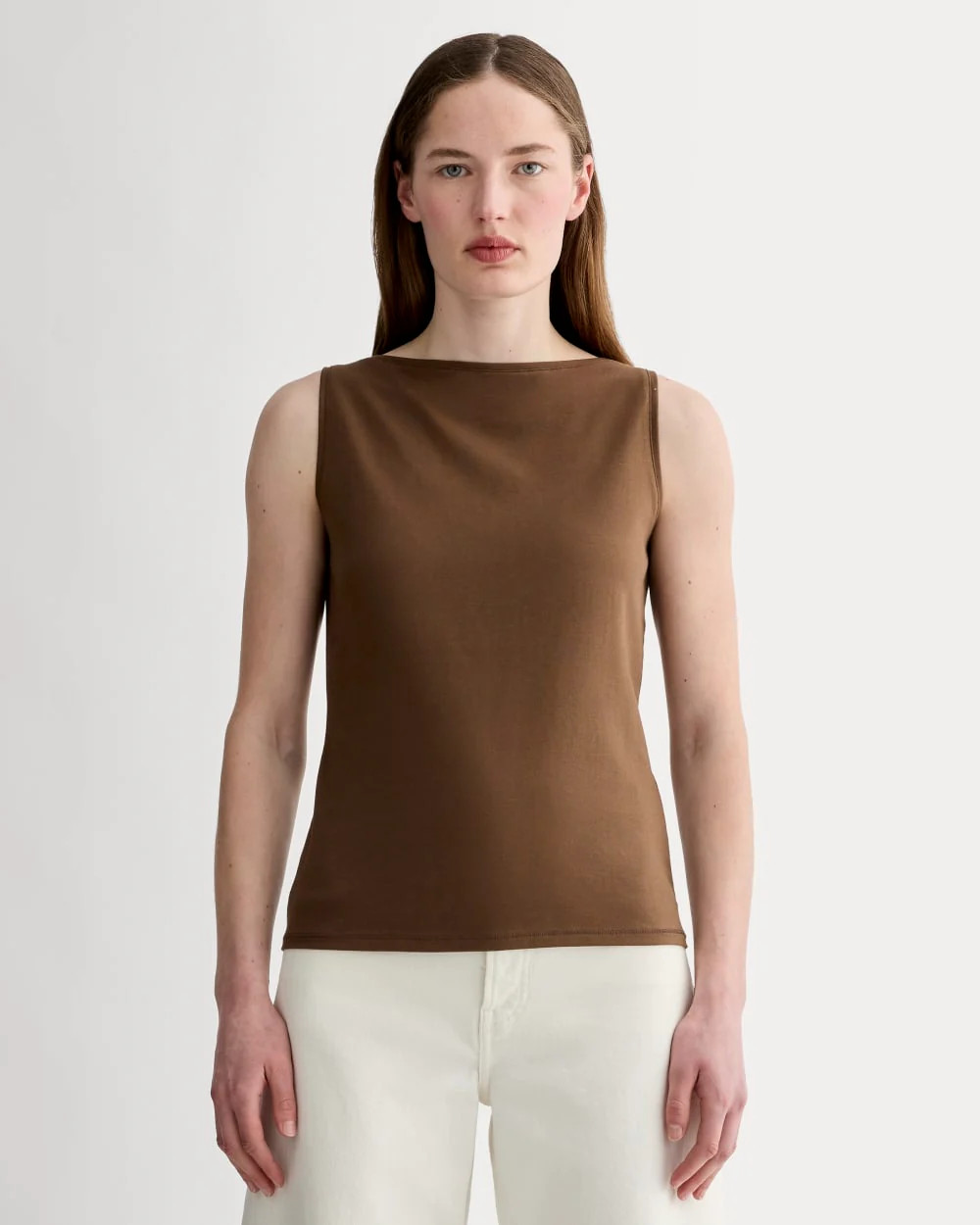Everlane Form Boatneck Tank | Cocoa | XXL | Cotton | Everlane