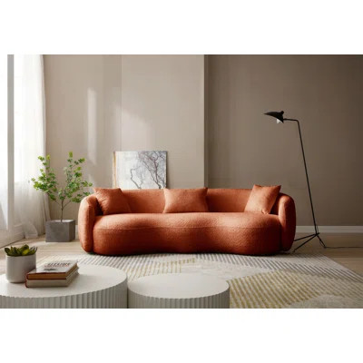 Mid Century Modern Curved Sofa, Boucle Fabric Couch For Comfort And Style In Bedroom, Office, Apartment | Wayfair North America