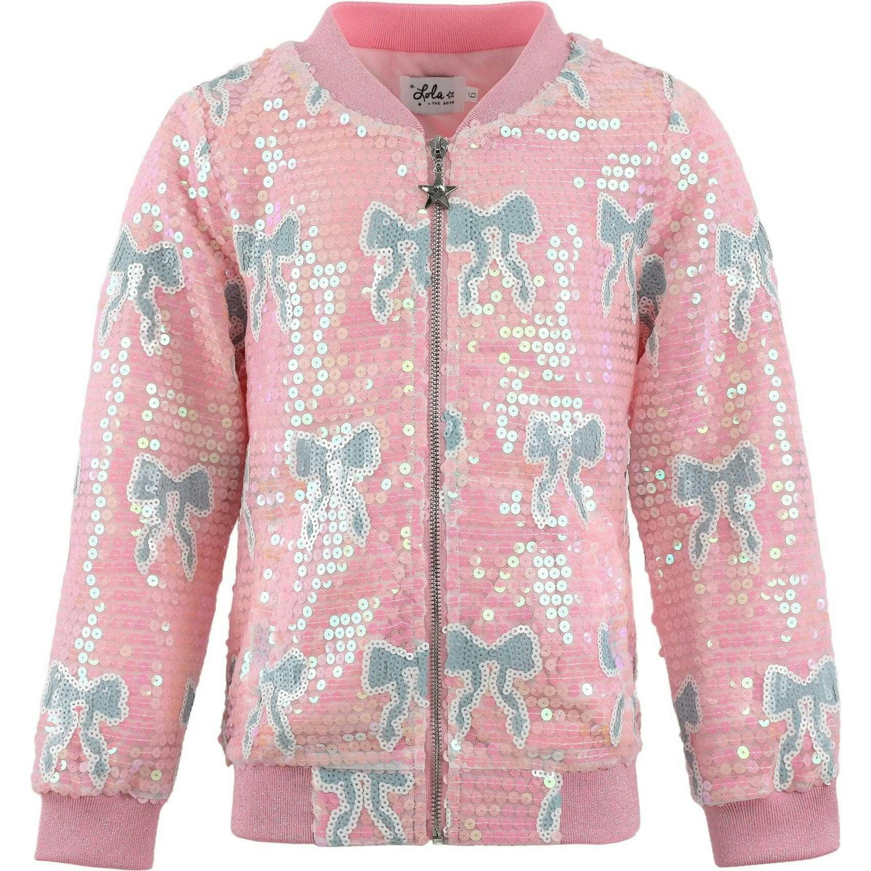 Lola + The Boys | Sequin Bow Bomber | Blue | 6y | Polyester/Fabric/Blend | Kids | Kids Clothing | Maisonette | Maisonette