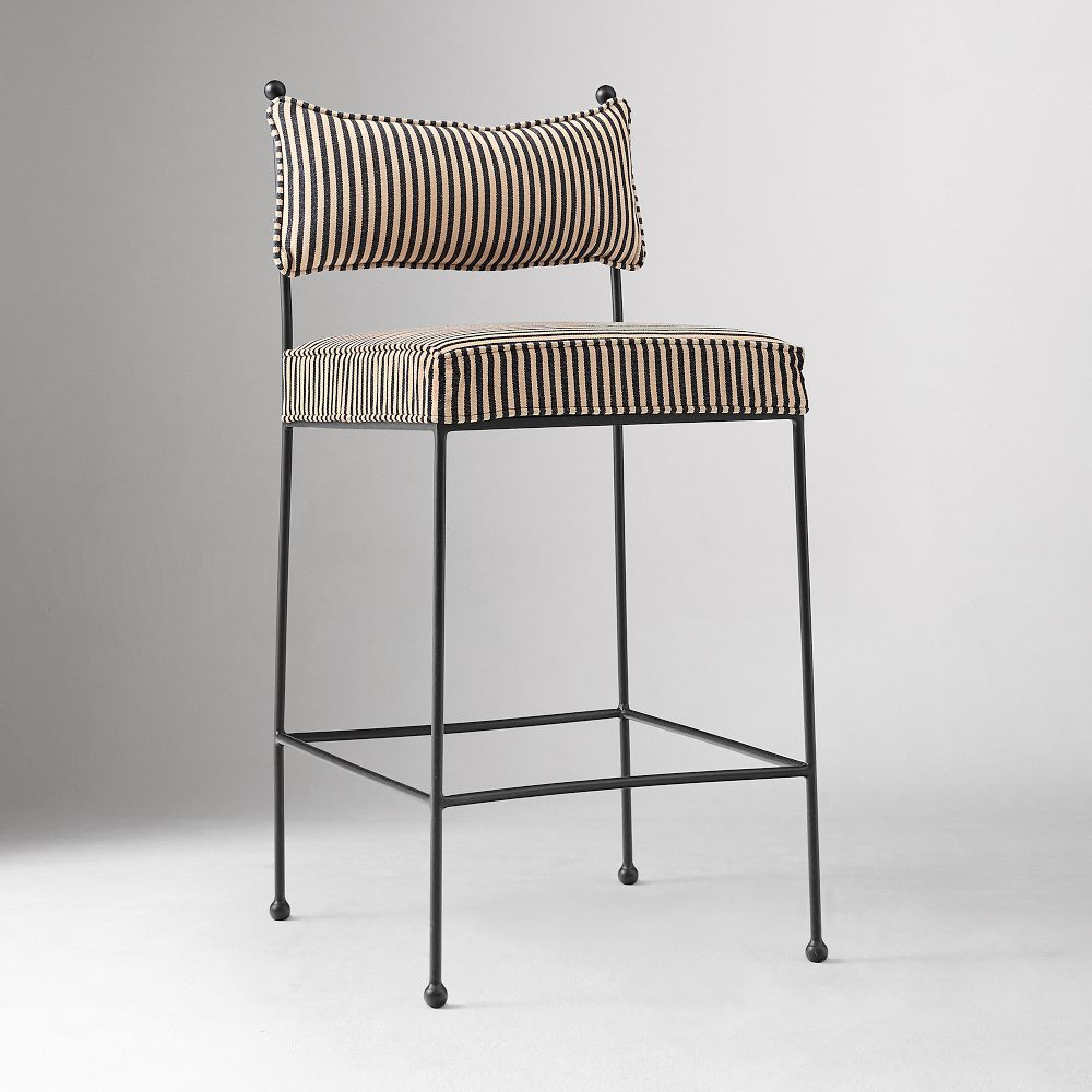 Pierce & Ward Iron Upholstered Counter Stool | West Elm (US)