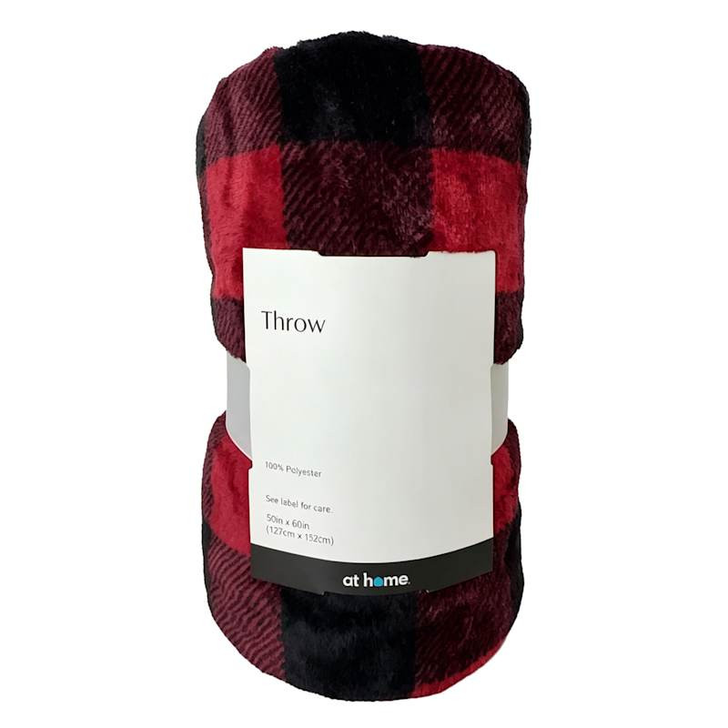 Black & Red Buffalo Plaid Plush Throw Blanket, 50x60 | At Home