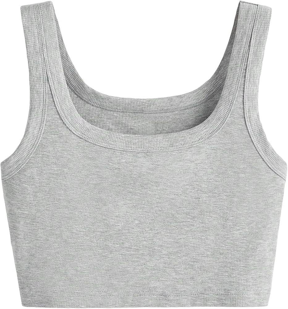 SOLY HUX Women's Summer Basic Crop Tank Top Scoop Neck Sleeveless Ribbed Cropped Tops | Amazon (US)