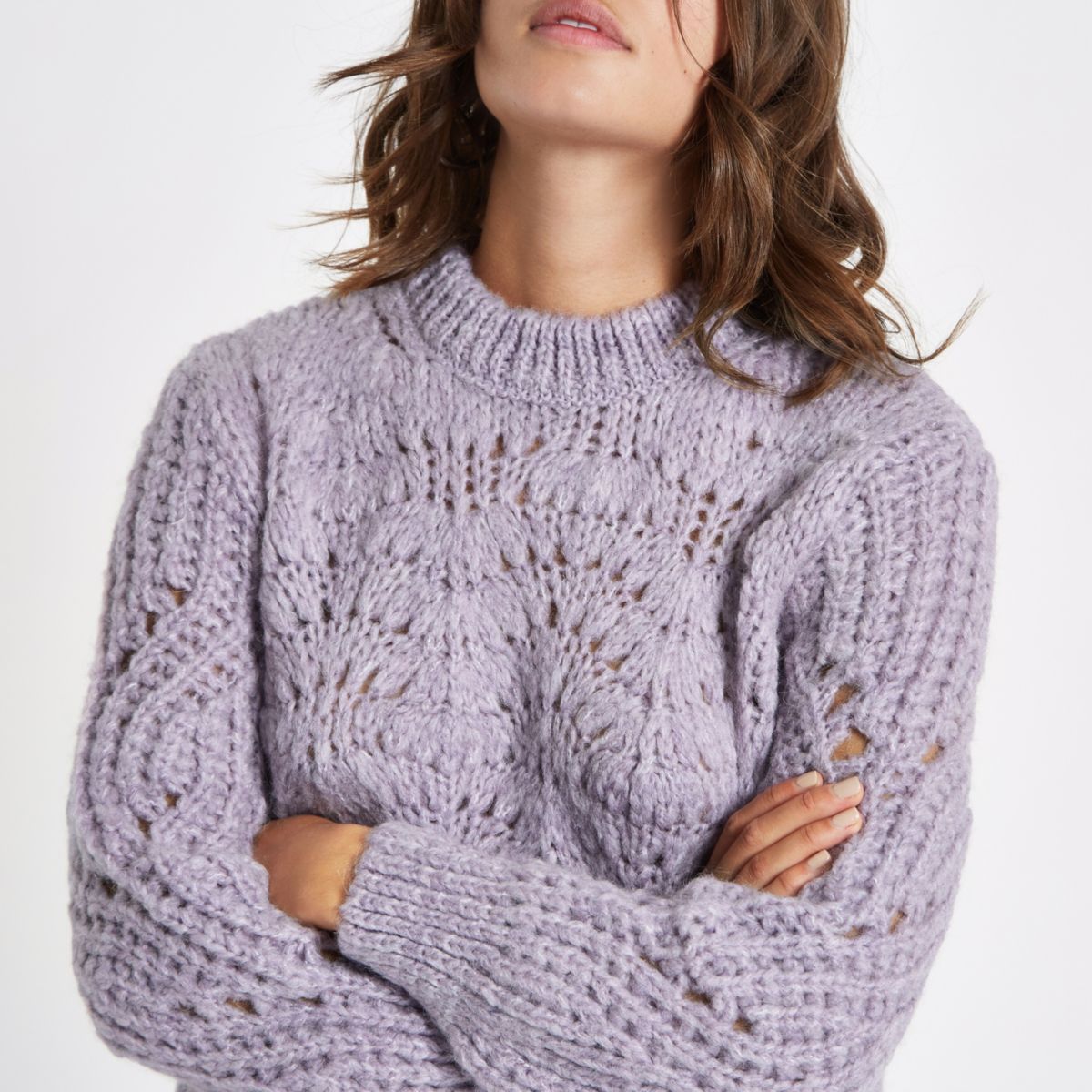 Light purple chunky knit sweater | River Island (UK & IE)