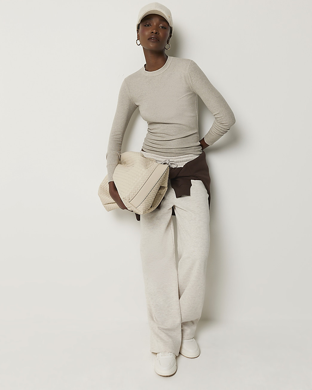 Grey Fitted Rib Long sleeve top | River Island (UK & IE)