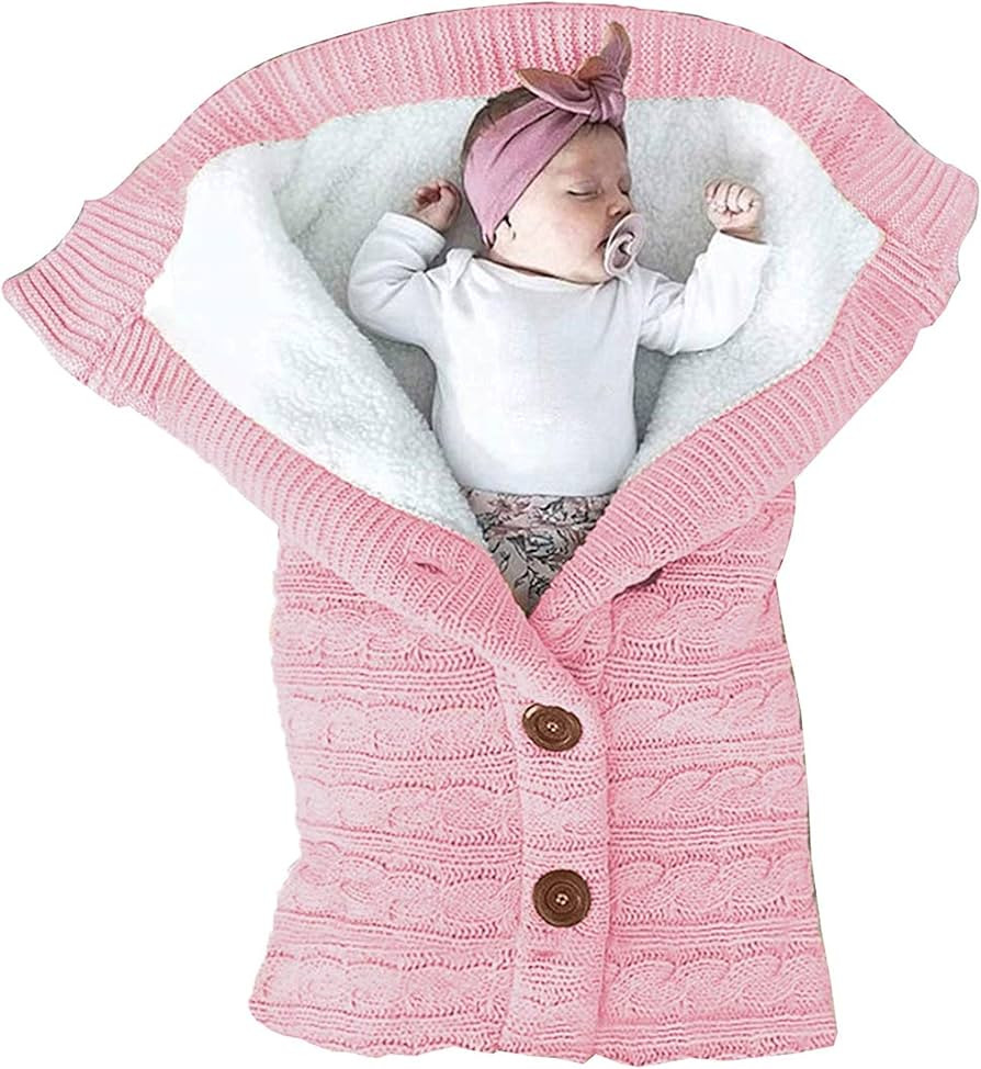 XMWEALTHY Unisex Infant Swaddle Blankets Soft Thick Fleece Knit Baby Girls Boys Stroller Wraps (L... | Amazon (US)