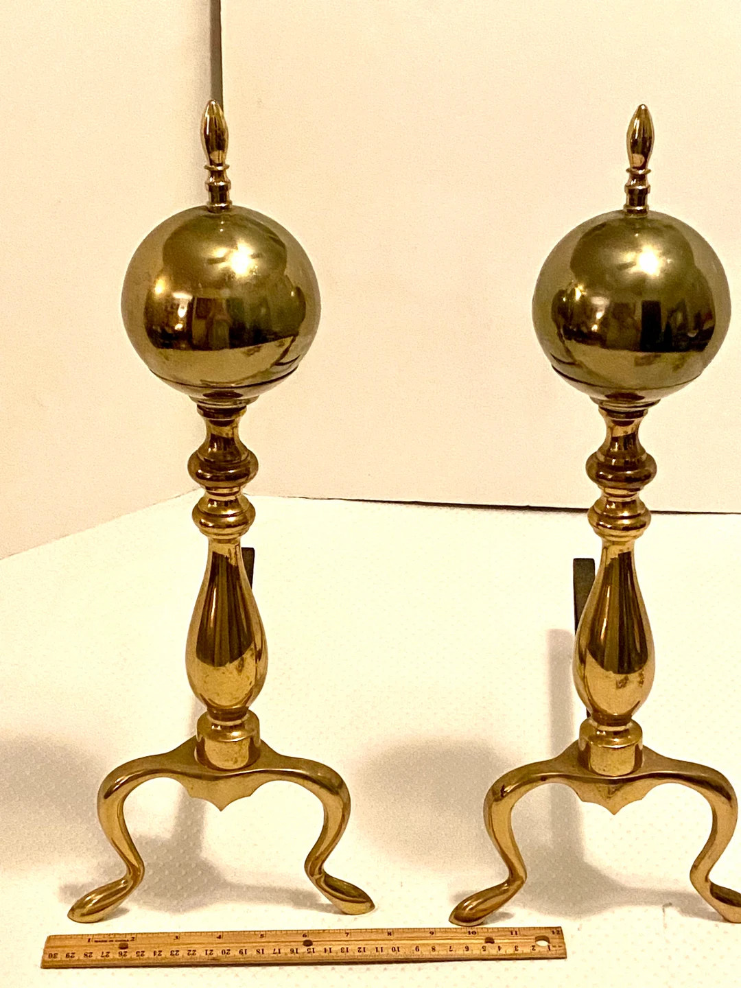 Vintage Pair of Antique Brass Cannonball Andirons, Set of 2. Shows Minimal Signs of Age. - Etsy | Etsy (US)