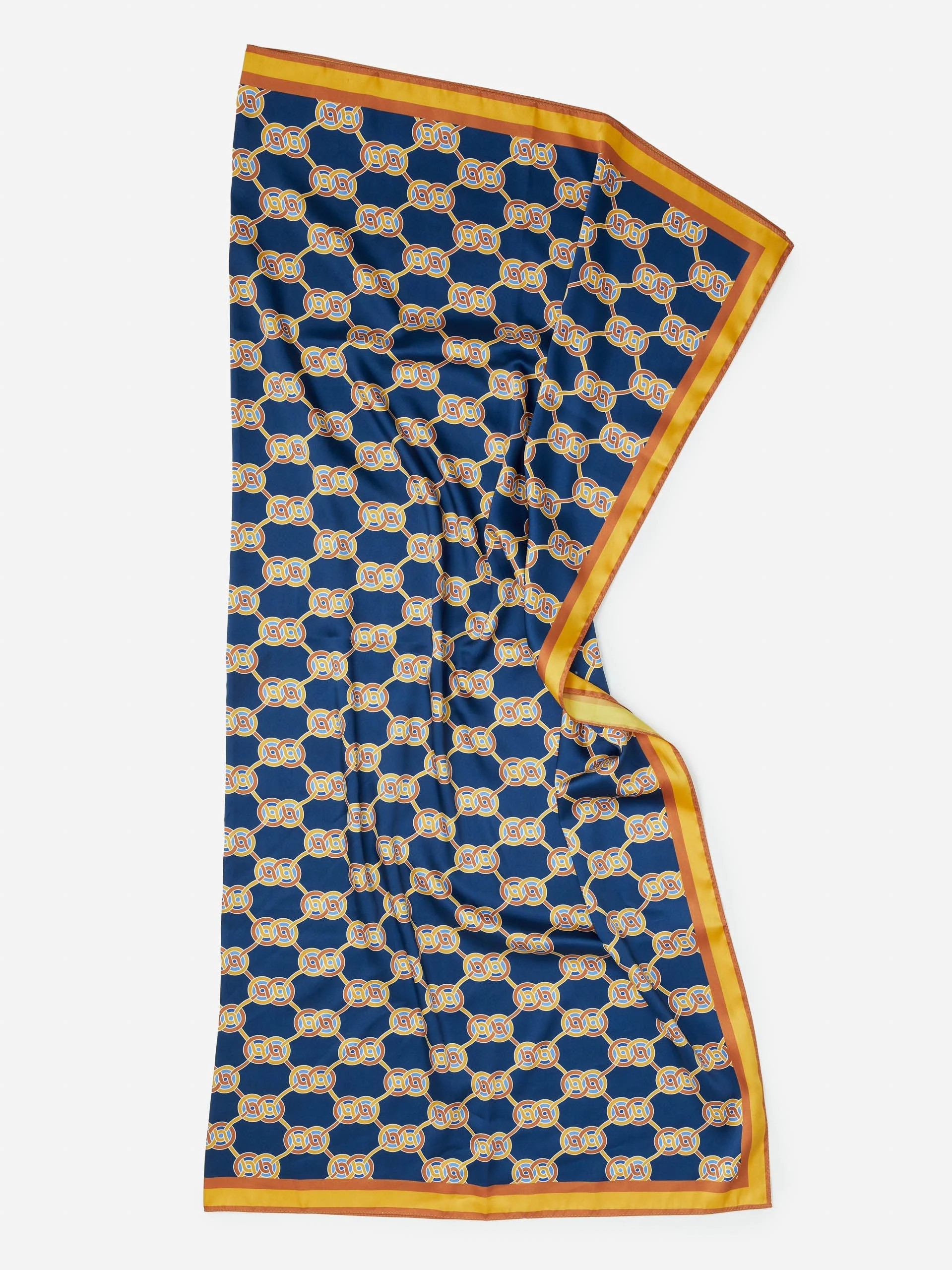 J.McLaughlin Women's Gemma Scarf in Heraldic Knot Denim/Gold | J.McLaughlin