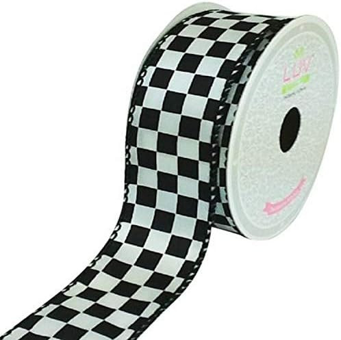 LUV RIBBONS Fabric Ribbon by Creative Ideas, 1-1/2-Inch, Black Checkered, White | Amazon (US)
