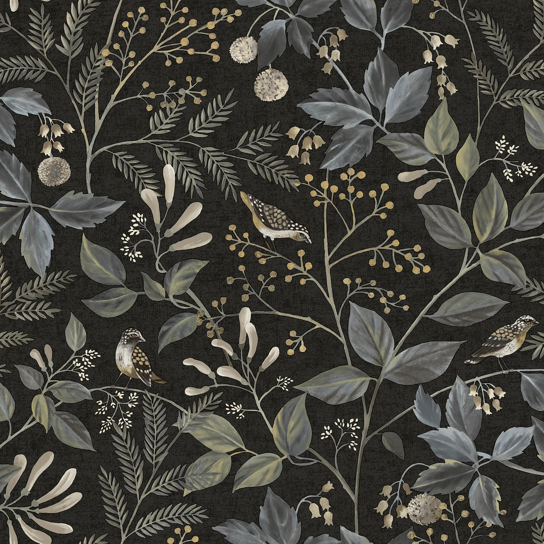 Chris Loves Julia x WallPops 30.75-sq ft Licorice Vinyl Ivy/Vines Self-adhesive Peel and Stick Wallpaper one_size in Black | CJ6293 | Lowe's