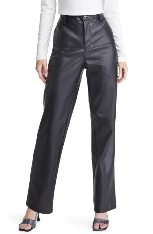 VERO MODA Paulina High Waist Faux Leather Pants in Black at Nordstrom, Size Small | Nordstrom