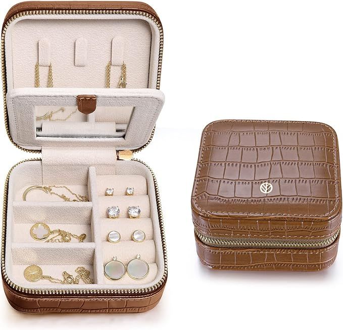 S.Leaf Travel Jewelry Organizer Travel Jewelry Boxes for Women Earring Organizer Small Jewelry Tr... | Amazon (US)