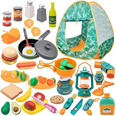JOYIN Kids Camping Set with Tent 40+ pcs Camping Gear Tool Pretend Play Set for Kids Toddlers Ind... | Amazon (US)