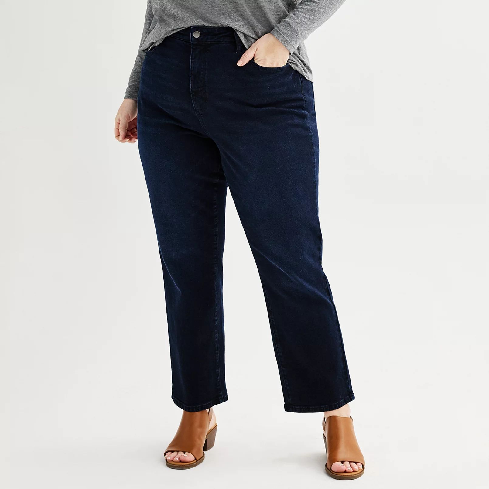 Plus Size Sonoma Goods For Life® High Rise Straight Jeans | Kohl's