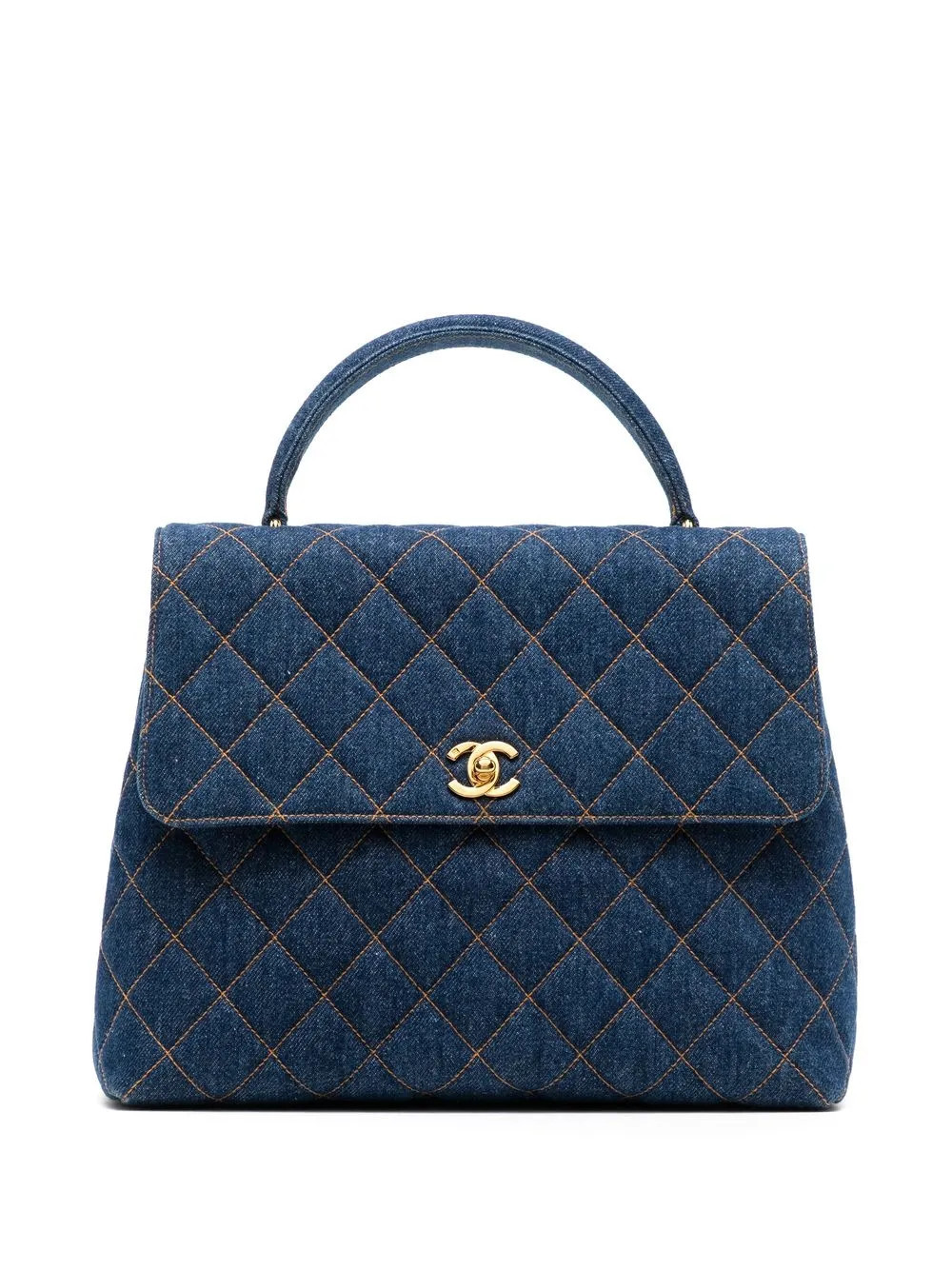 CHANEL Pre-Owned 1997 medium diamond-quilted denim handbag - Black | Farfetch Global