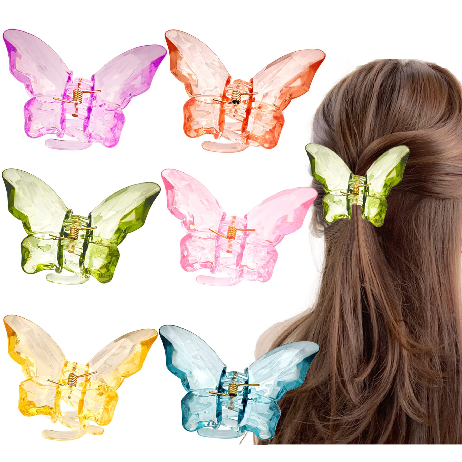 HairClawClip, 6 Pieces Large Butterfly Hair Clip, 3.4 x 2.2 x 1.9 inches, for Thick Hair, Jumbo C... | Amazon (US)