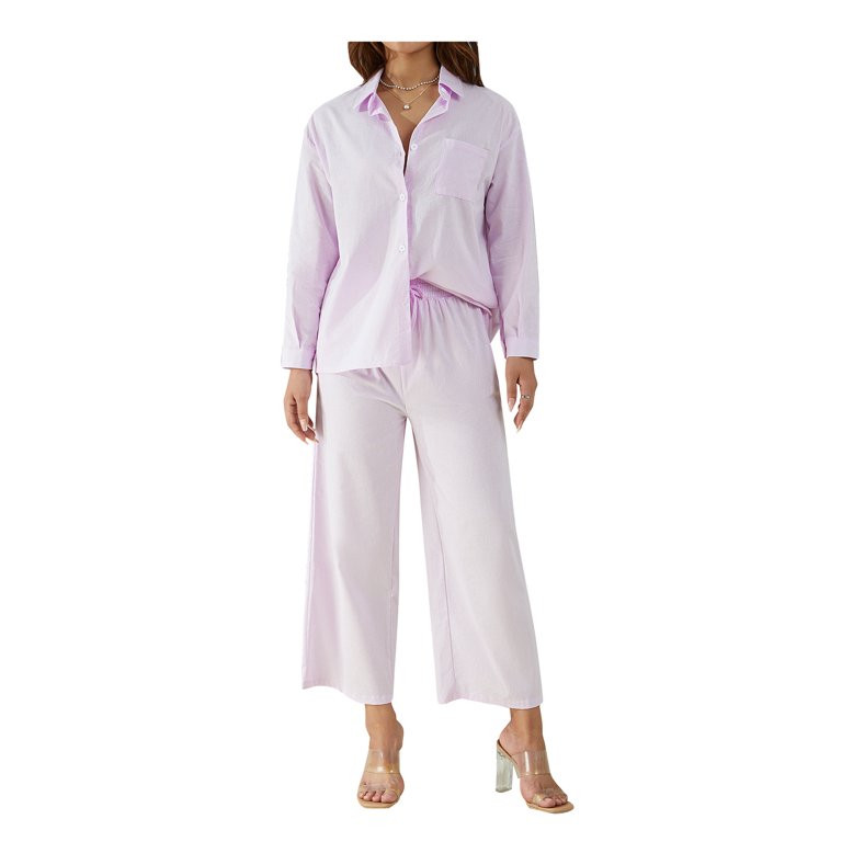 Kayotuas Women 2 Piece Outfits Casual Long Sleeve Loose Fit Button Down Linen Shirts Blouses Tops... | Walmart (US)