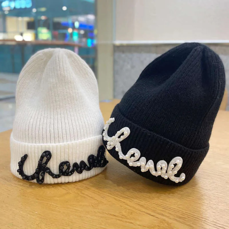 Beaded Letters Woolen Fashion Solid Color High Elastic Beanie Women Autumn Winter Warm Thicke Ear... | DHGate