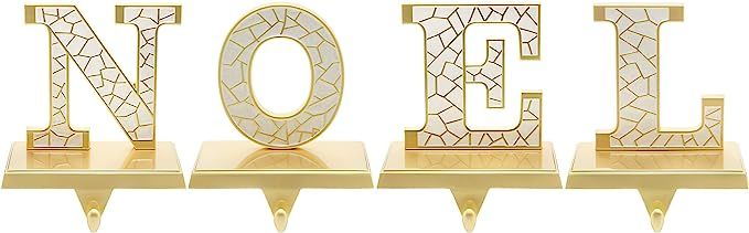 Stocking Holders for Mantle – Gold Christmas Stocking Holder 4pc N O E L – Stocking Holders w... | Amazon (US)