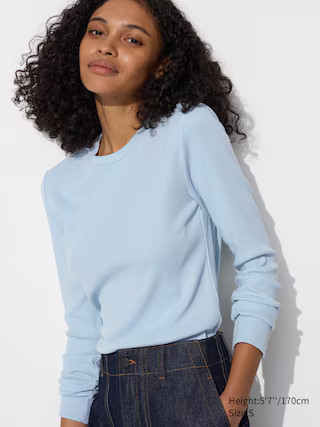 WOMEN'S SOFT RIBBED CREW NECK LONG SLEEVE T-SHIRT | UNIQLO AU | Uniqlo Australia