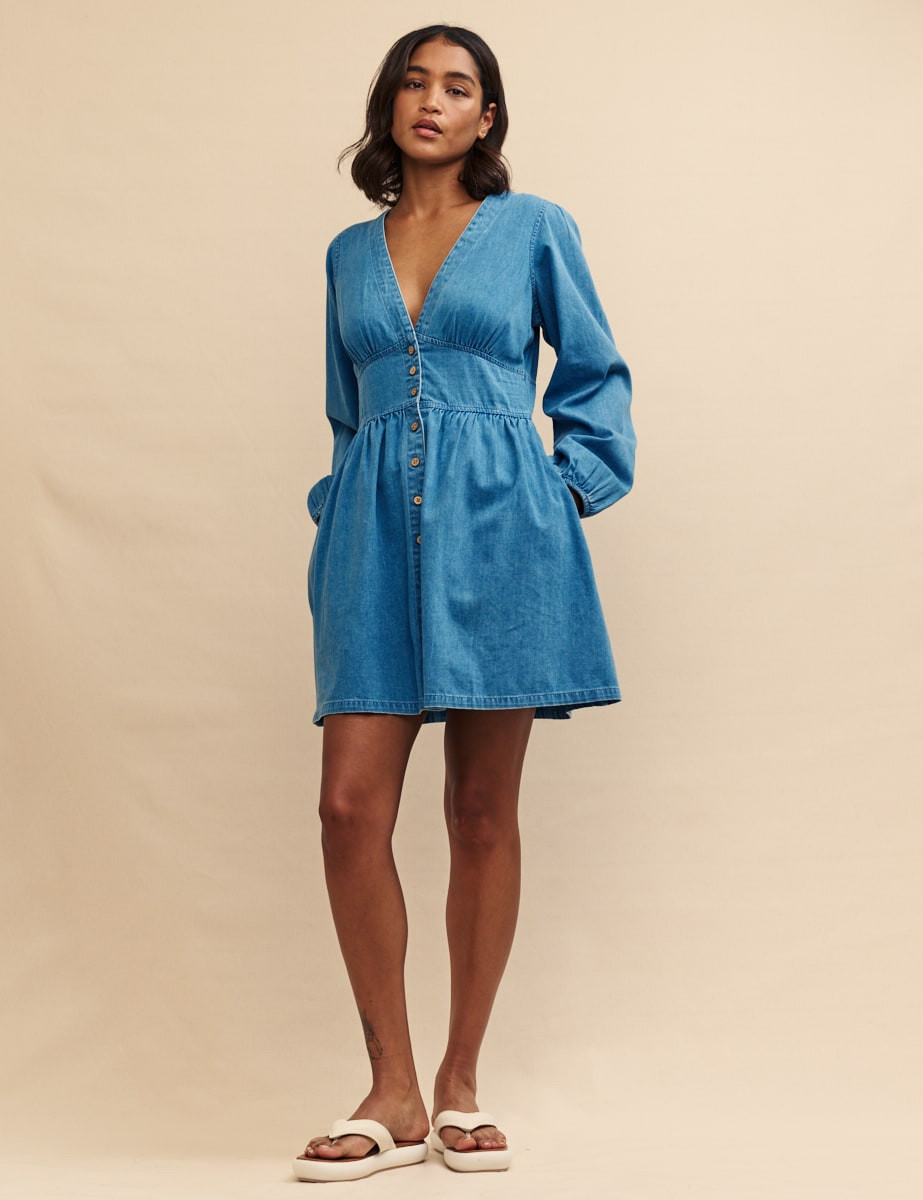 Denim Long Sleeve Starlight Mini Dress | Nobody's Child