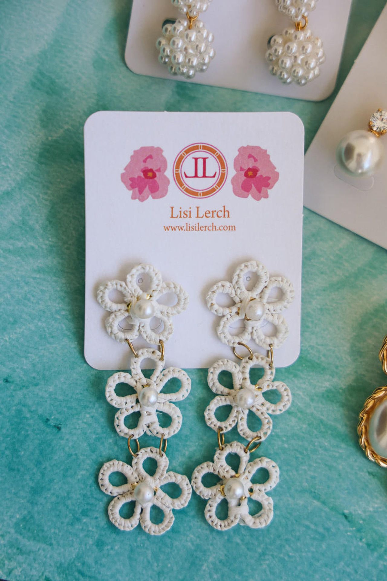 Lee Raffia Triple Flower Statement - Earrings - Belle of  the Ball | Lisi Lerch Inc