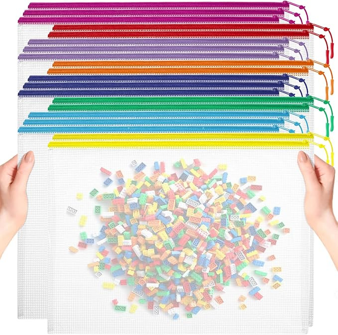 20pcs Mesh Zipper Pouch Bags, Puzzle Bags, A3 17x12 Inches Large Reusable Pouches for Organizing ... | Amazon (US)