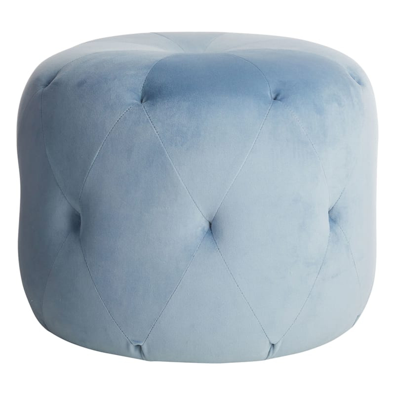 Providence Amelia Round Ottoman, Blue | At Home
