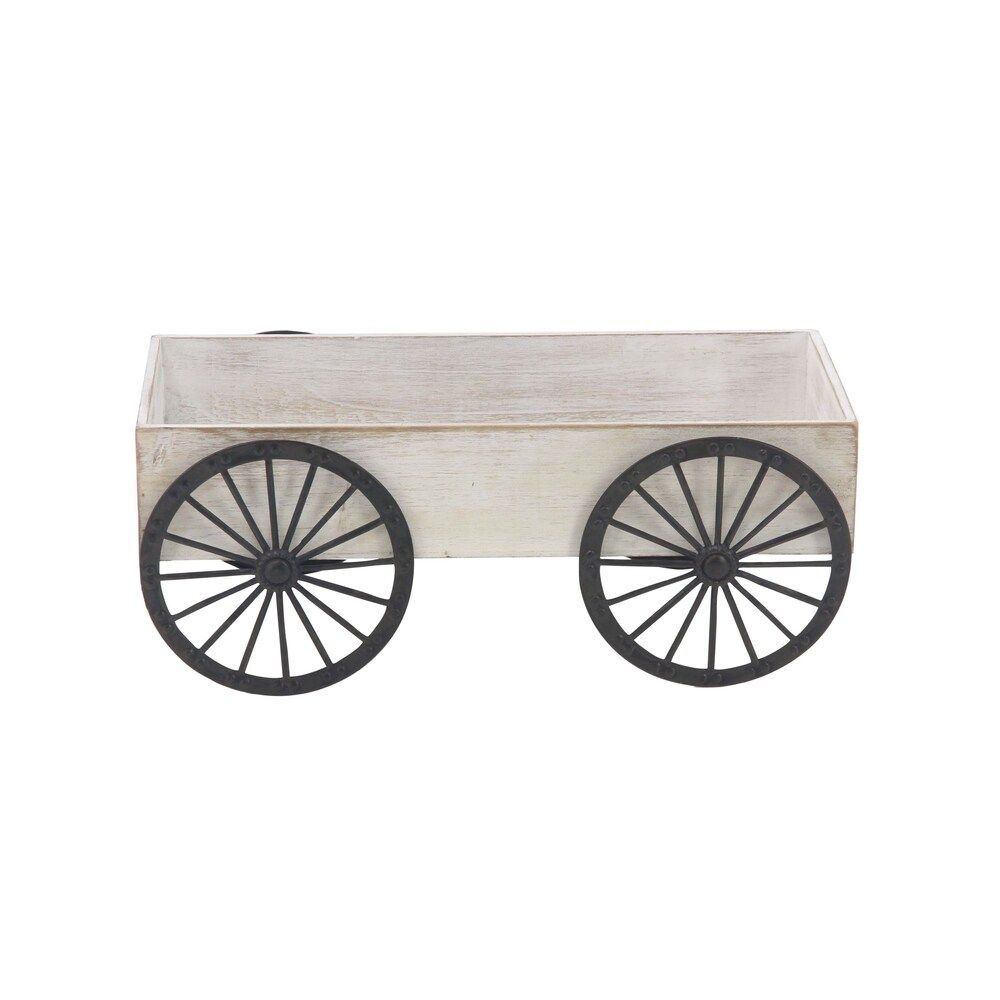 Traditional Wood and Iron White Wagon Flower Cart | Bed Bath & Beyond