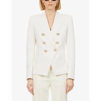Balmain Women's Blance Double-Breasted Cotton-Piqué Jacket, Size: 6 | Selfridges