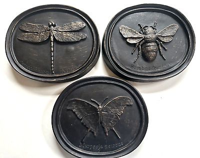 House Parts Inc Antique Bronze Plaques BUTTERFLY BEE DRAGONFLY Wall Art 8X6" EUC | eBay US