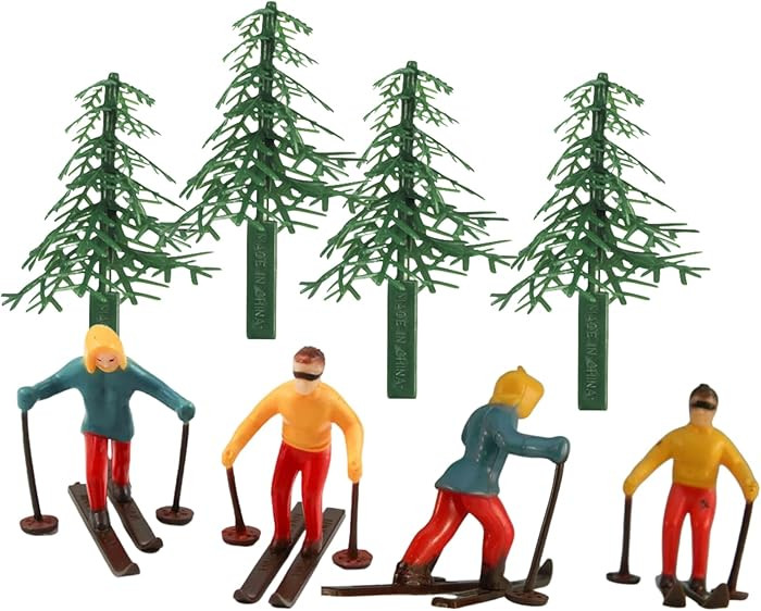 Skiers and Evergreen Trees Winter Cake Wonderland Topper Decoration Set | Amazon (US)