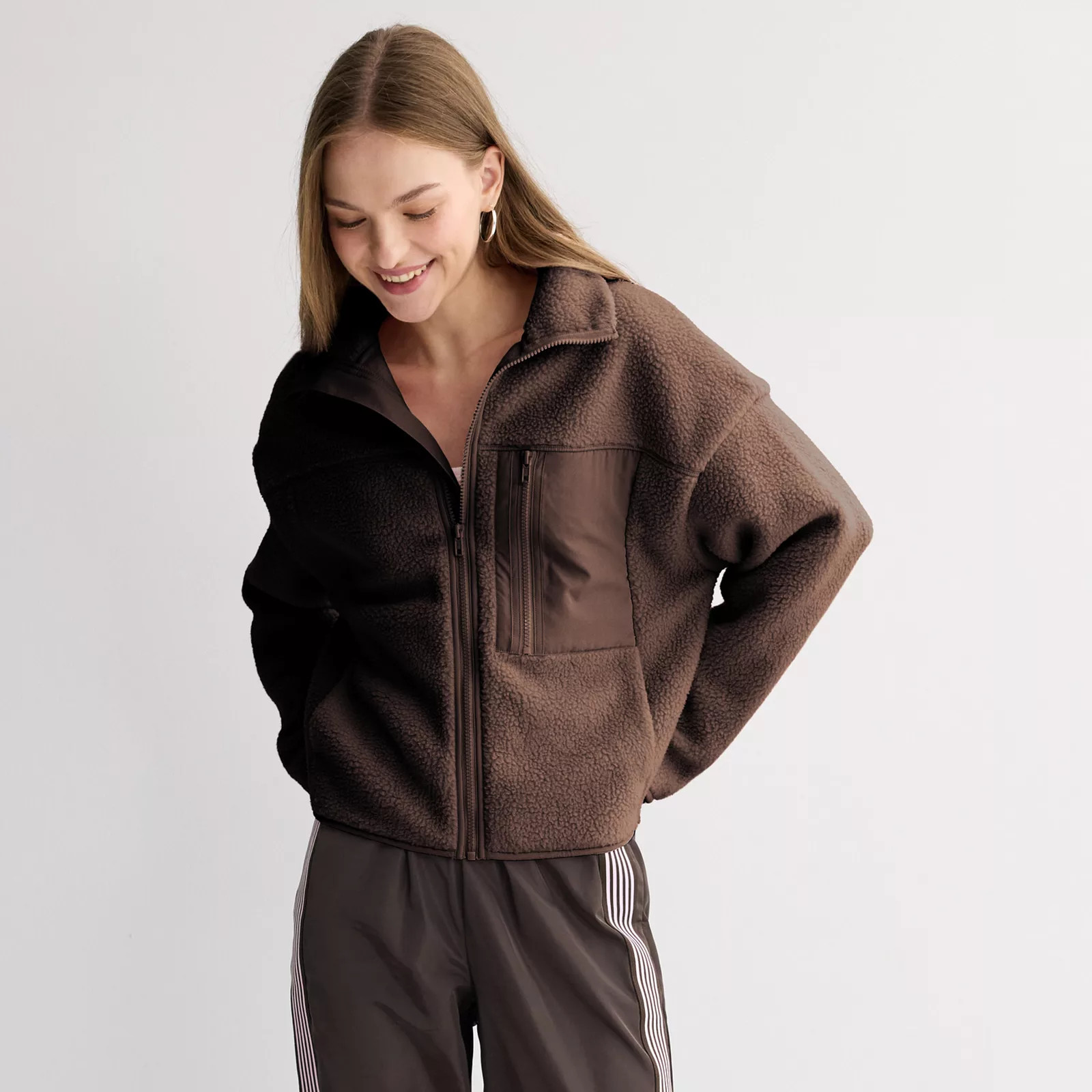 Juniors' SO\u00ae Full Zip Pocket Teddy Fleece Jacket | Kohl's