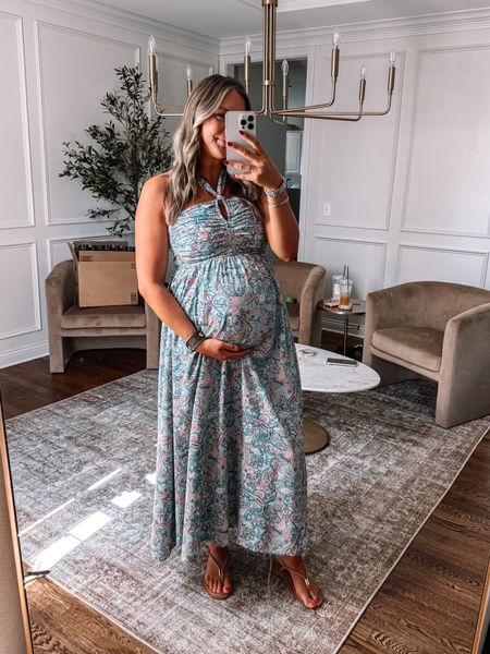 Amazon summer maxi dress that is bumpfriendly perfect for vacation and summer events! 

I am 5’8 and 33 weeks pregnant wearing a medium. 

#bumpstyle #maternity 

#LTKBump #LTKFindsUnder50 #LTKStyleTip