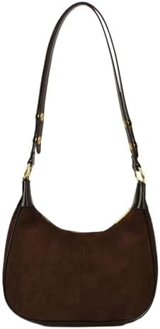 Suede Bag Trendy Vintage Tote Bag Faux Suede Purses Retro Crescent Handbag Crossbody Shoulder Und... | Amazon (US)