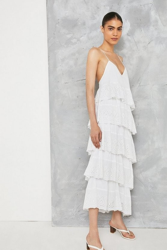 Broderie Frill Maxi Dress | Warehouse UK & IE