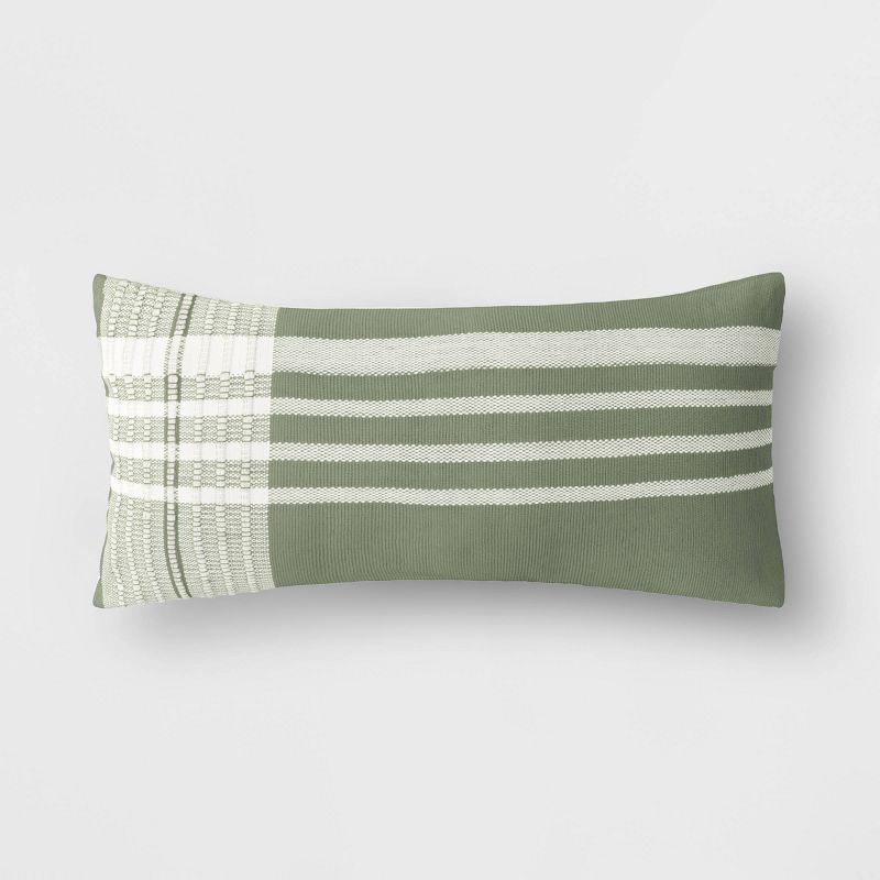Striped Outdoor Lumbar Pillow Green - Threshold&#8482; designed with Studio McGee&#8482; | Target