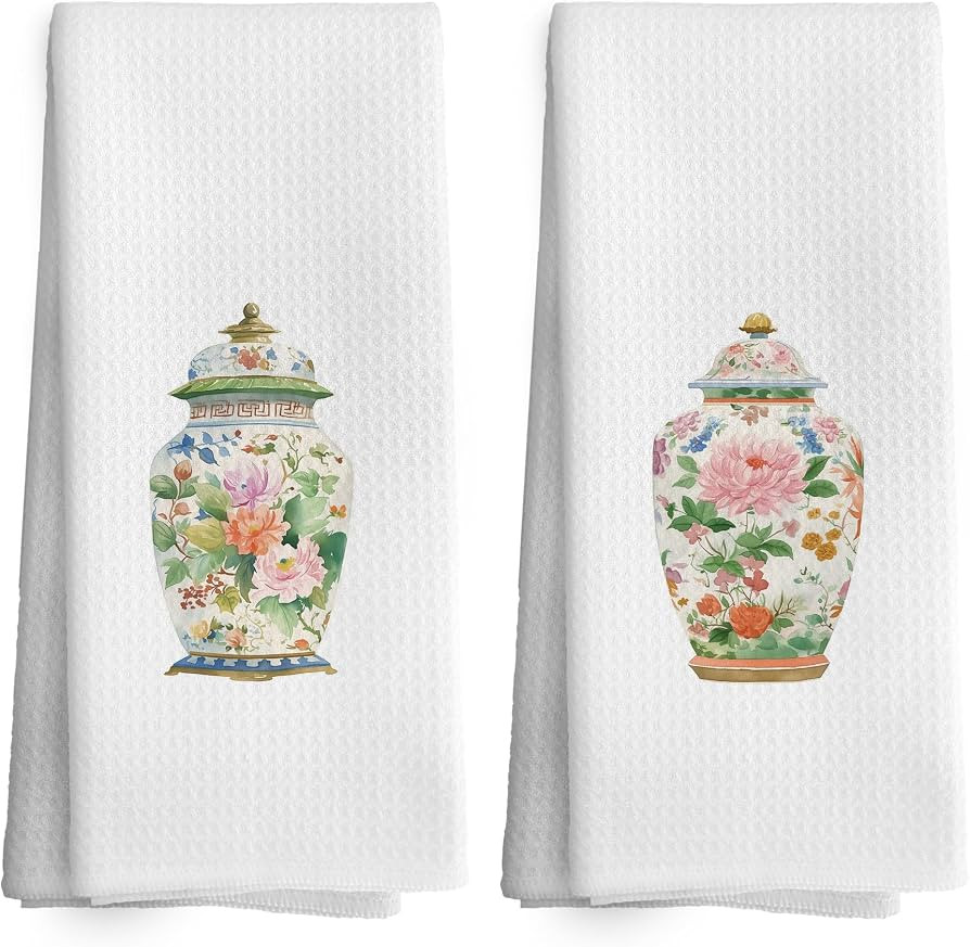 Chinoiserie Decor, Chinoiserie Kitchen Towels Dish Towel 16x24 Inches, Flower Floar Chinese Vase ... | Amazon (US)