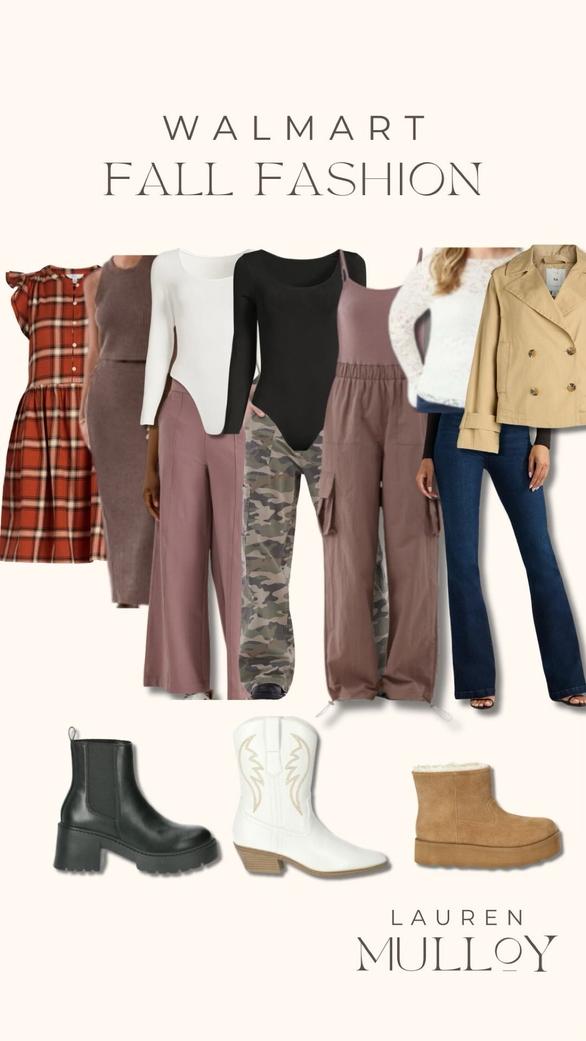 #walmartfashion NEW fall drop is 🤌🏼🤌🏼 most everything is TTS! black boots size up one! IN LOVE. 

Jeans-size 2
Tan jacket- size xs
Plaid dress- size xs
Cargo pants- size xs
Jumpsuit- size xs
Bodysuits- size small
Brown set- size xs (could size up one!)
Mauve pants- size xs

#WalmartPartner @walmartfashion

#LTKFindsUnder50 #LTKFallSale #LTKWorkwear