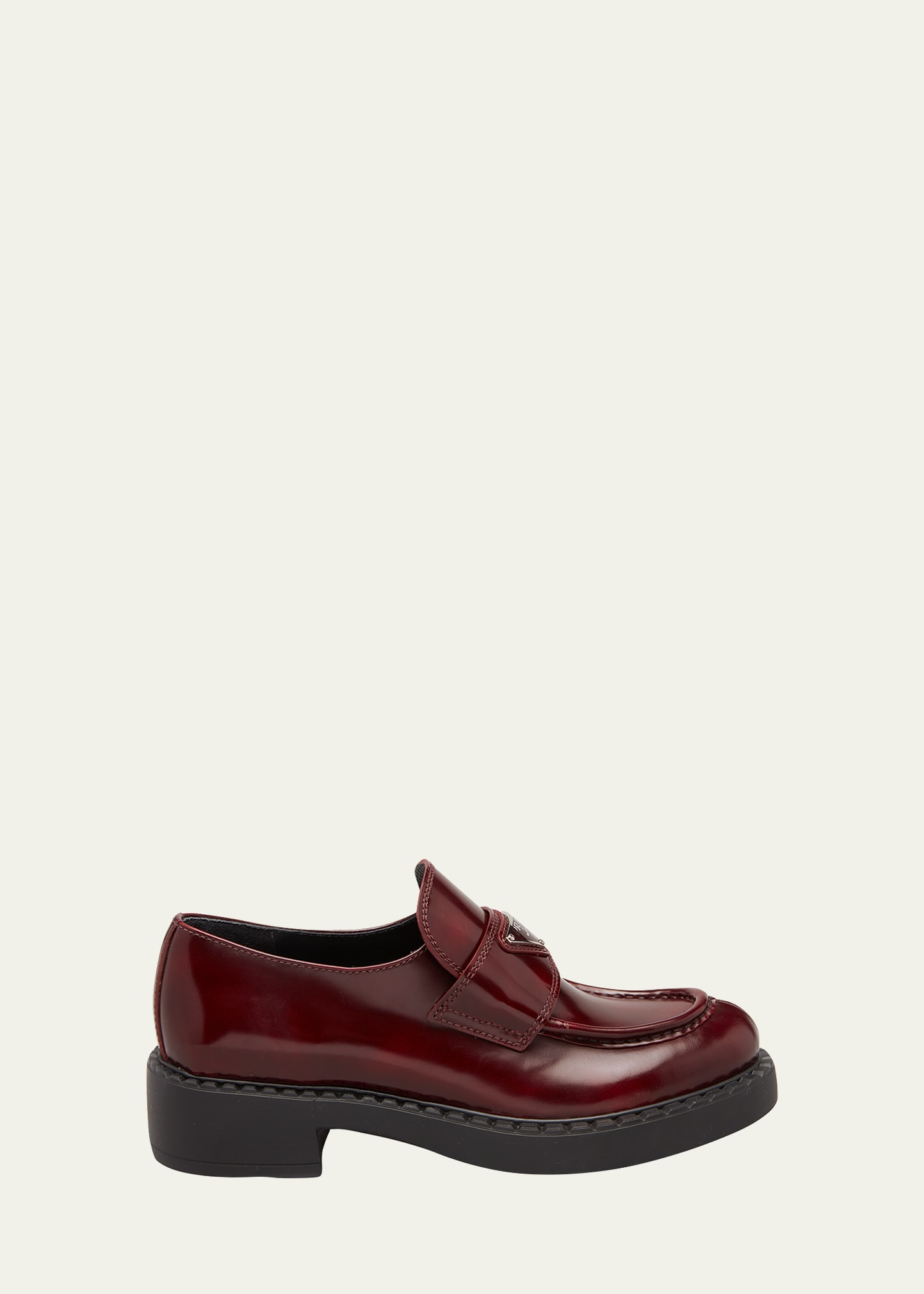 Leather Triangle Logo Loafers | Bergdorf Goodman