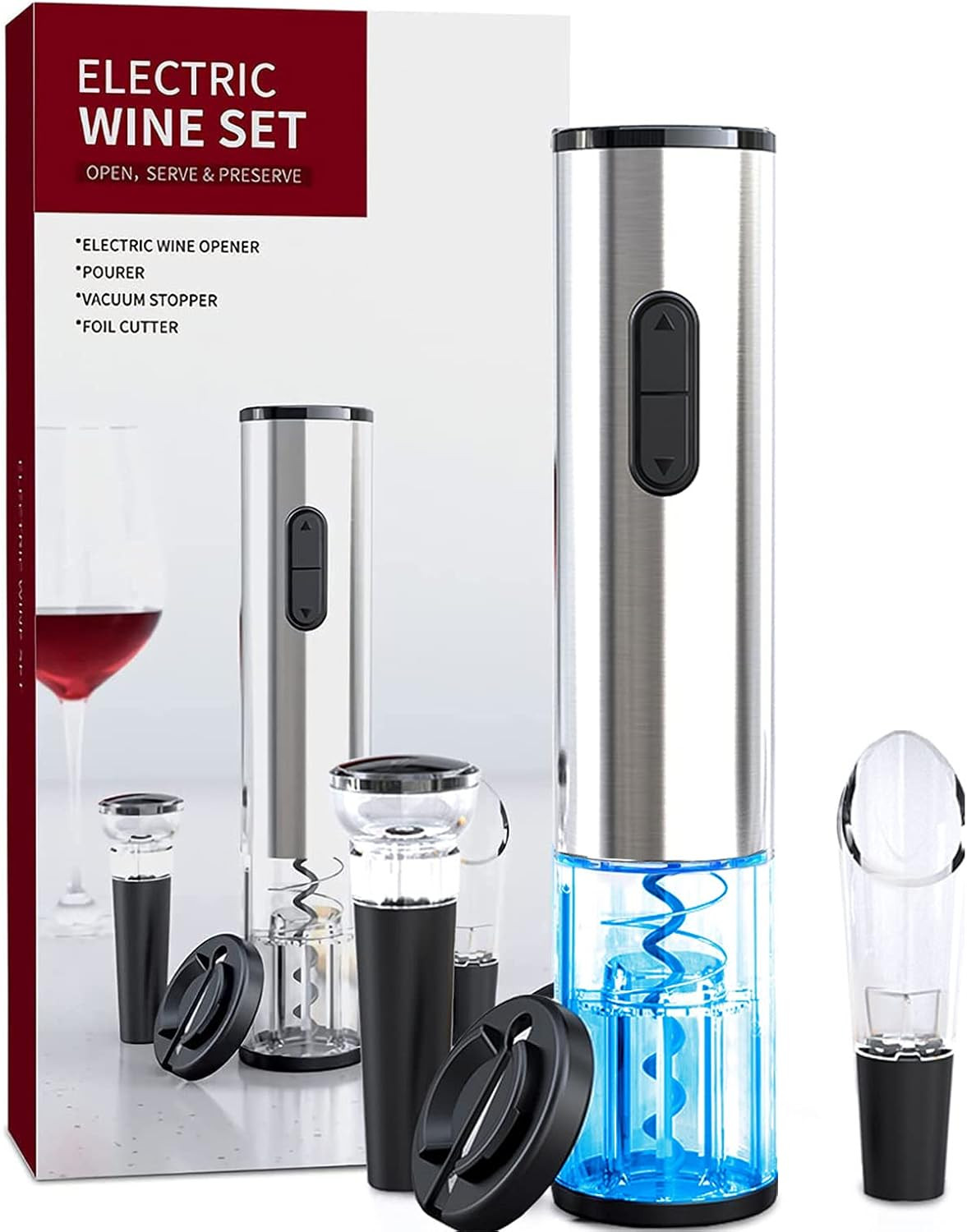 Electric Wine Bottle Opener Set Battery Powered Operated Cordless Automatic Wine Openers Contain ... | Amazon (US)