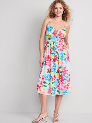 Fit & Flare Floral Smocked Midi Cami Dress for Women | Old Navy (US)
