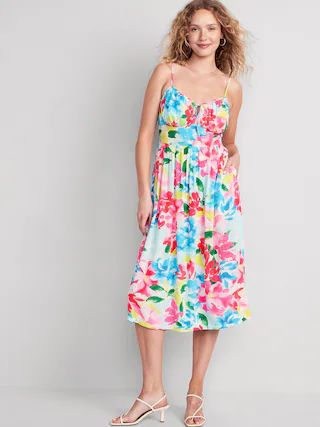 Fit & Flare Floral Smocked Midi Cami Dress for Women | Old Navy (US)