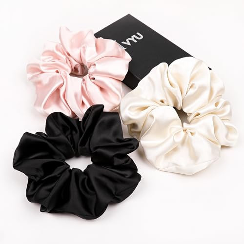 3 Pcs Large Silk Satin Scrunchies - Extra Big, Both for Thick or Thin Hair, No Crease Jumbo Ponytail Holder, No Hurt Your Hair for Sleep | Amazon (US)