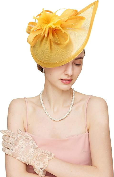 Gionforsy Fascinators Hat Flower Tea Party Hats for Women Feather Kentucky Derby Hat for Wedding | Amazon (US)