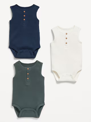 Sleeveless Waffle-Knit Henley Bodysuit for Baby | Old Navy (US)