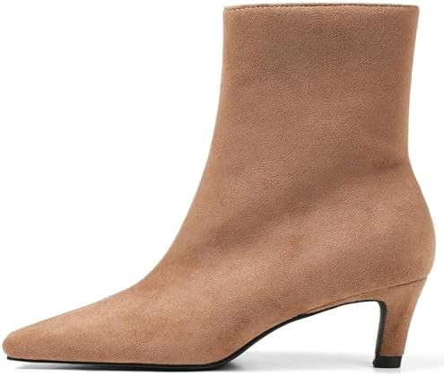 Mattiventon Fall Boots for Women Square Toe Kitten Heels Faux Suede Short Low Heel Dressy Ankle B... | Amazon (US)